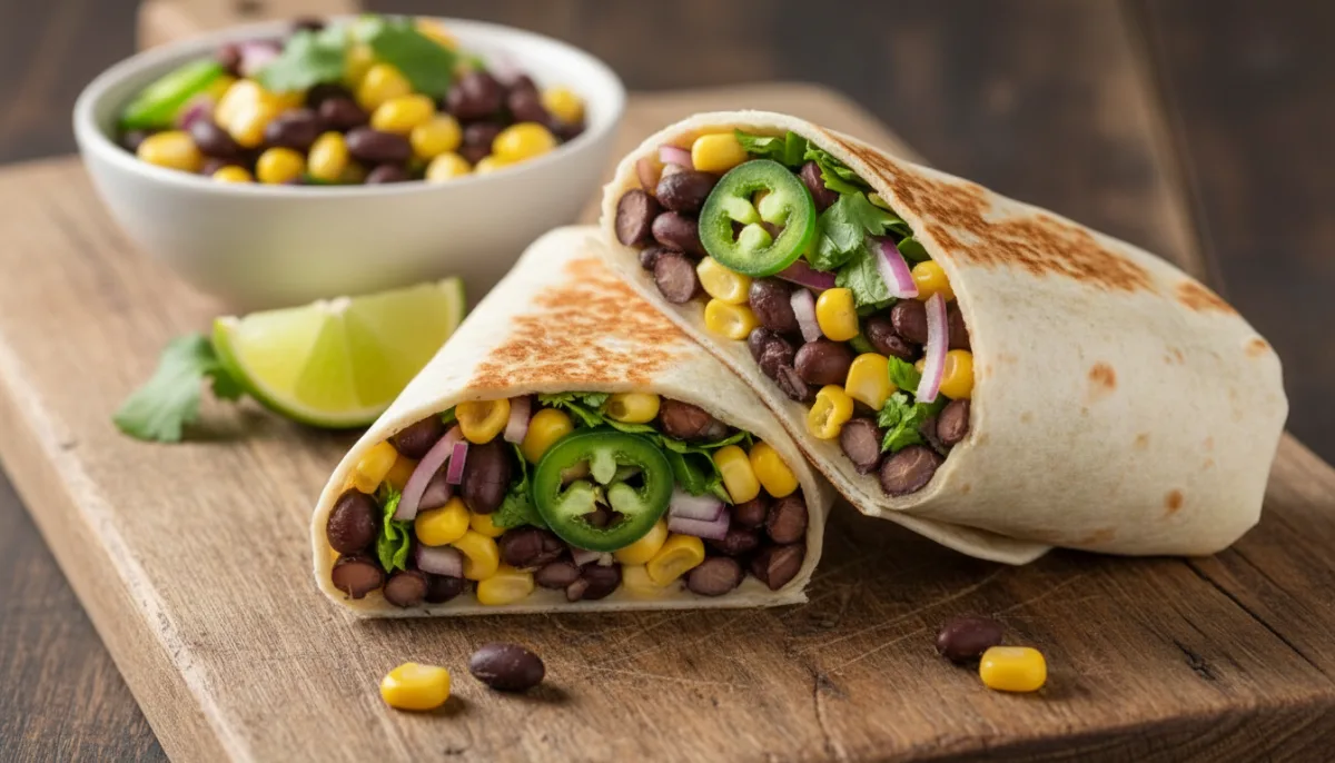 Wraps Épicés aux Haricots Noirs et Salsa de Maïs
