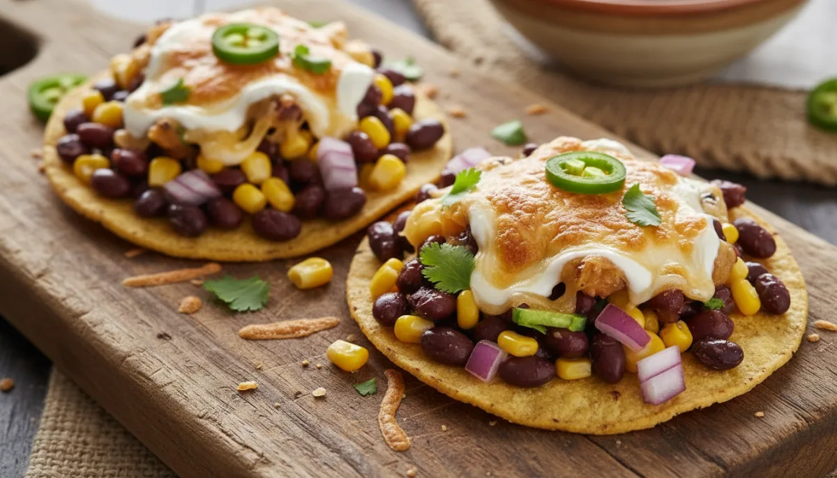 Tostada Pikante me Fasule të Zeza dhe Misër