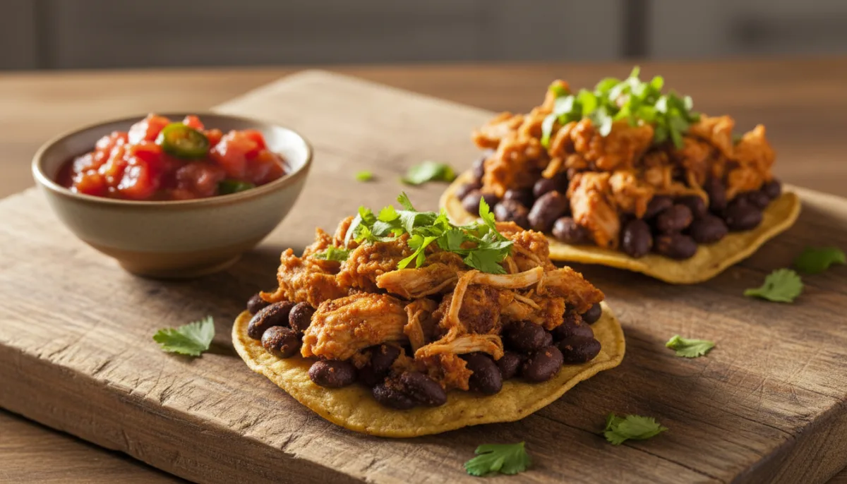 Spicy Chicken and Black Bean Tostadas