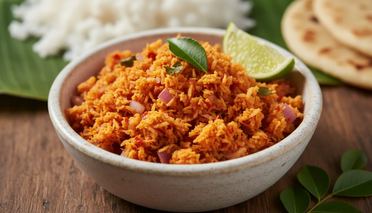 Zesty Sri Lankan Pol Sambol: Fresh Coconut Relish with Chili and Lime