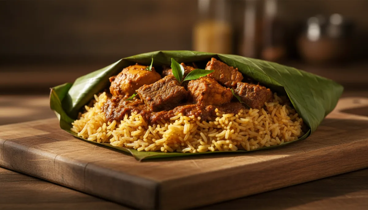 Sri Lankan Lamprais with Mixed Meats and Rice