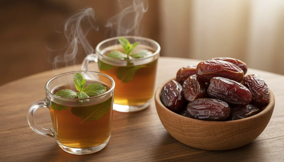 Çaj Mente Sudanez (Shay Bil Na'na') me Mjaltë dhe Hurma