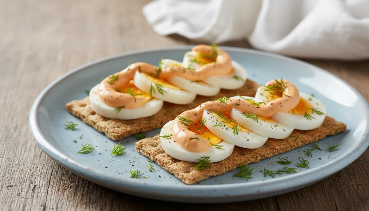 Swedish Knäckebröd with Hard-Boiled Eggs and Kalles Kaviar