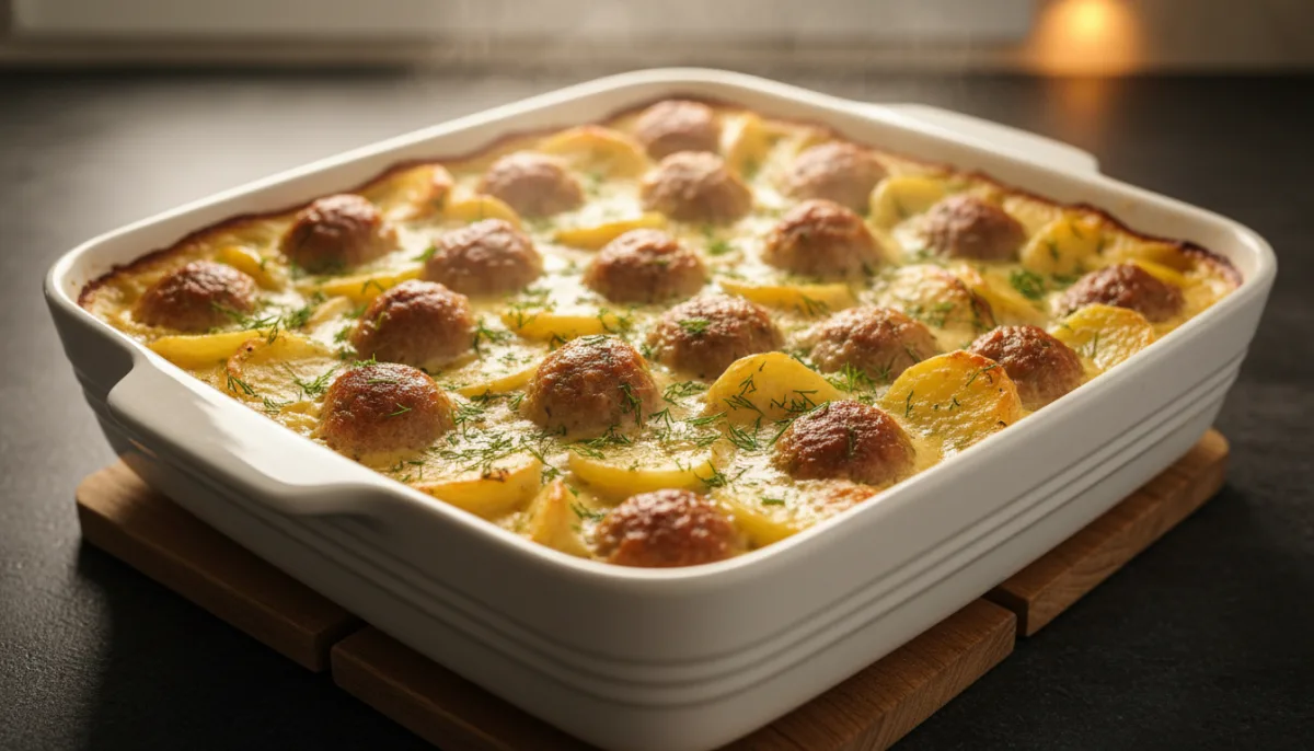 Creamy Swedish Meatball and Potato Casserole