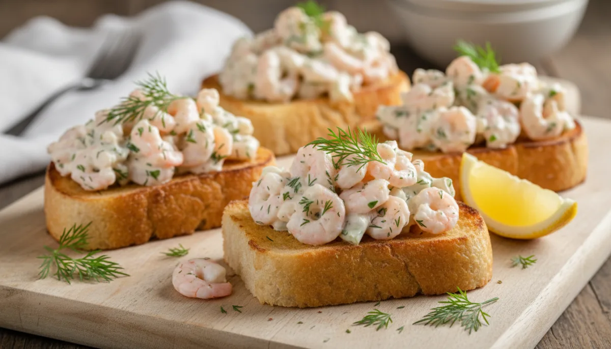 Schwedisches Toast Skagen mit Garnelen und Dill