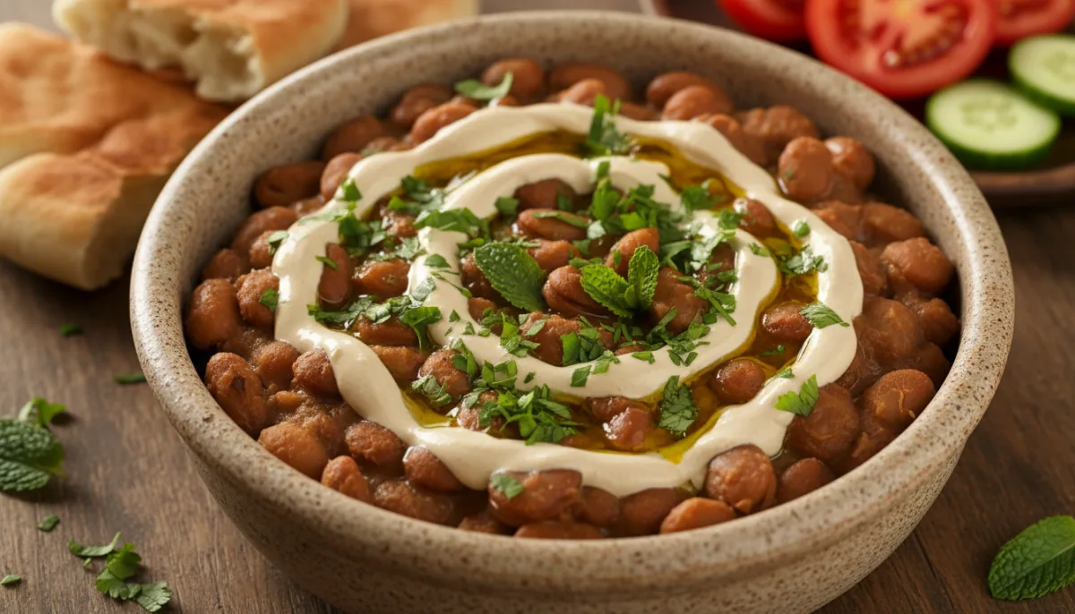 Ful Medames Siriane me Tahini dhe Erëza të Freskëta