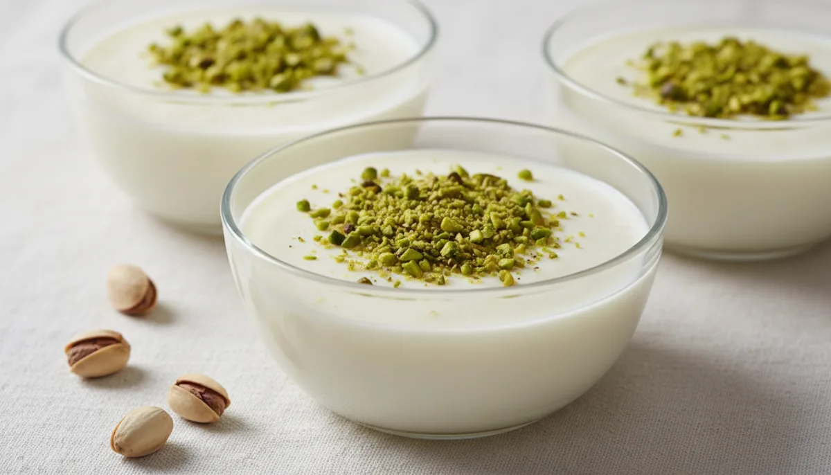 Syrian Milk Pudding with Mastic and Pistachios (Muhallabia)