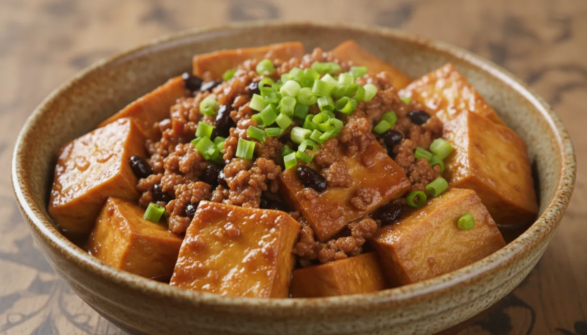 Tofu i Zier Tajvanez me Mish Derri të Grirë dhe Fasule të Zeza të Fermentuara