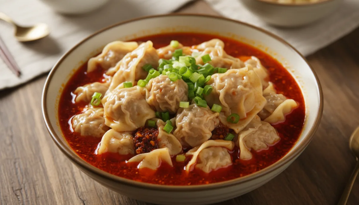 Soupe de Wontons Épicée Taïwanaise (Hong You Chao Shou)