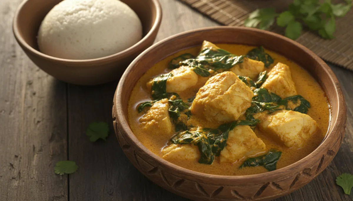 Coastal Tanzanian Fish Curry with Spinach and Ugali