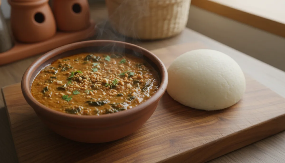 Tanzanian Mchicha: Spinach in Peanut Sauce with Ugali