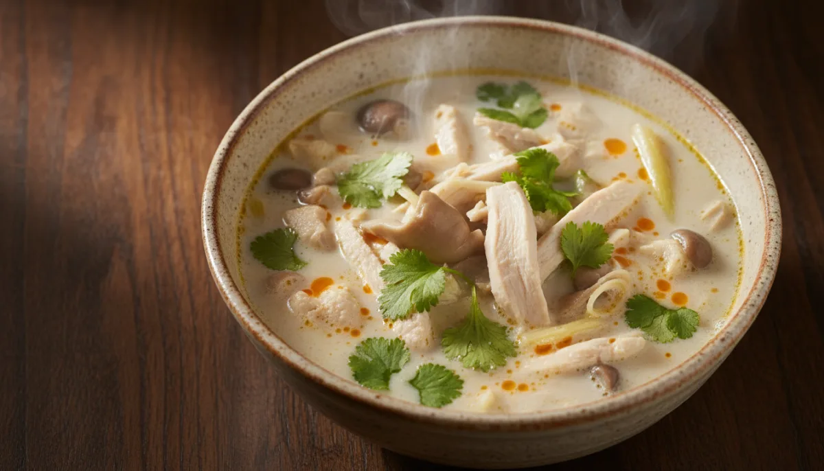 Supë Tajlandeze me Pulë dhe Kokos (Tom Kha Gai)