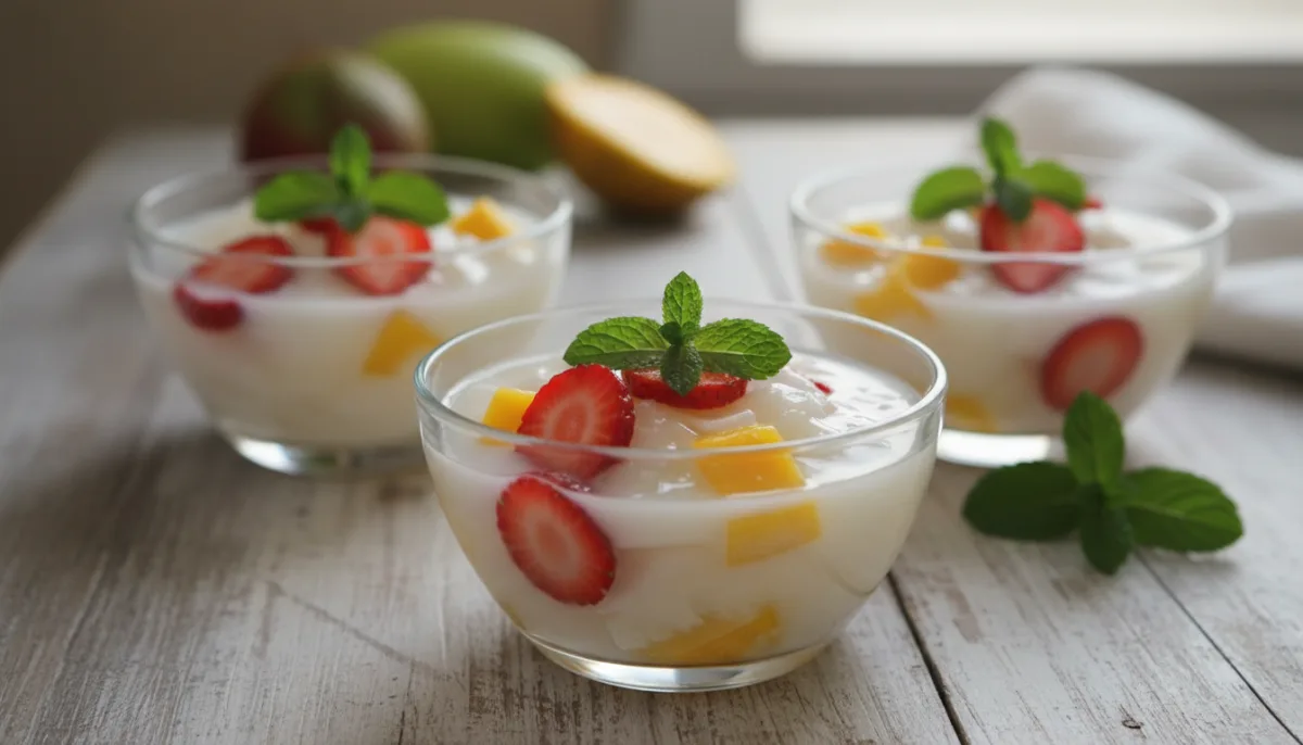 Gelatina de Coco Tailandesa con Frutas (Wun Kati Phonlamai)