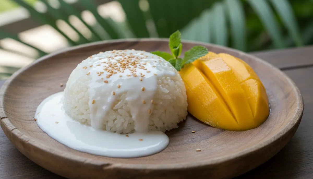 Oriz Ngjitës me Kokos dhe Mango (Khao Niao Mamuang)