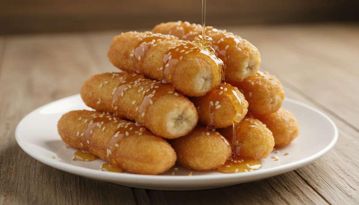 Plátanos Fritos Tailandeses con Miel y Semillas de Sésamo (Kluay Tod)