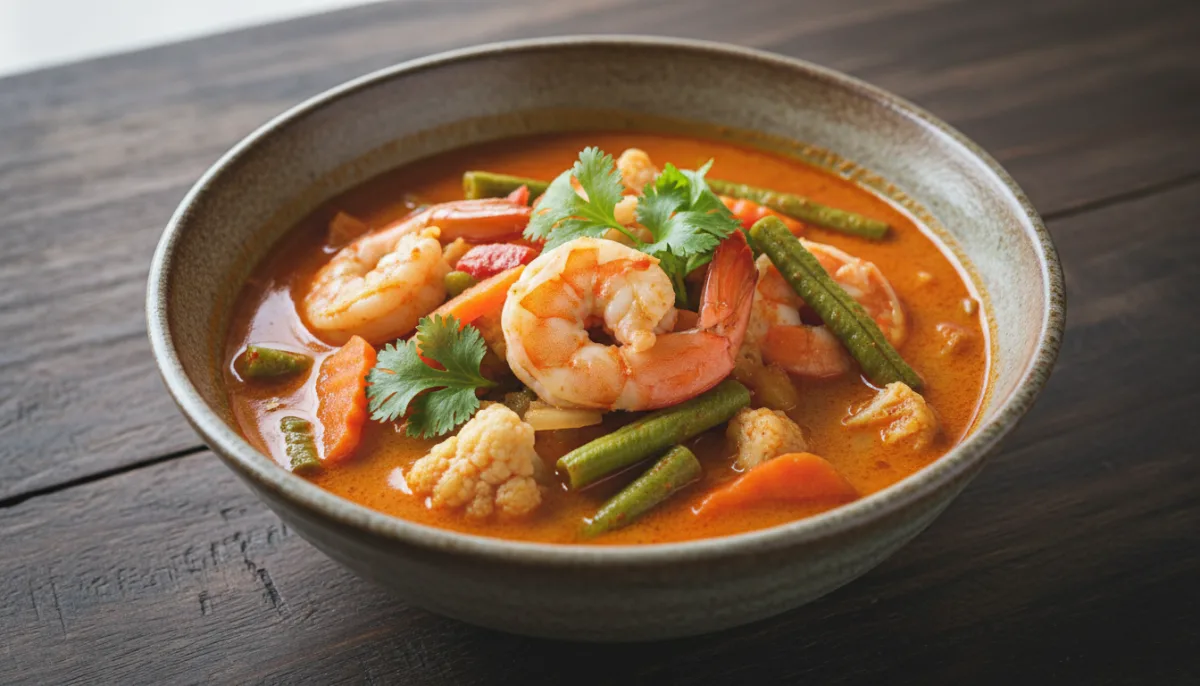 Authentic Gaeng Som Goong: Thai Sour Curry with Shrimp and Vegetables