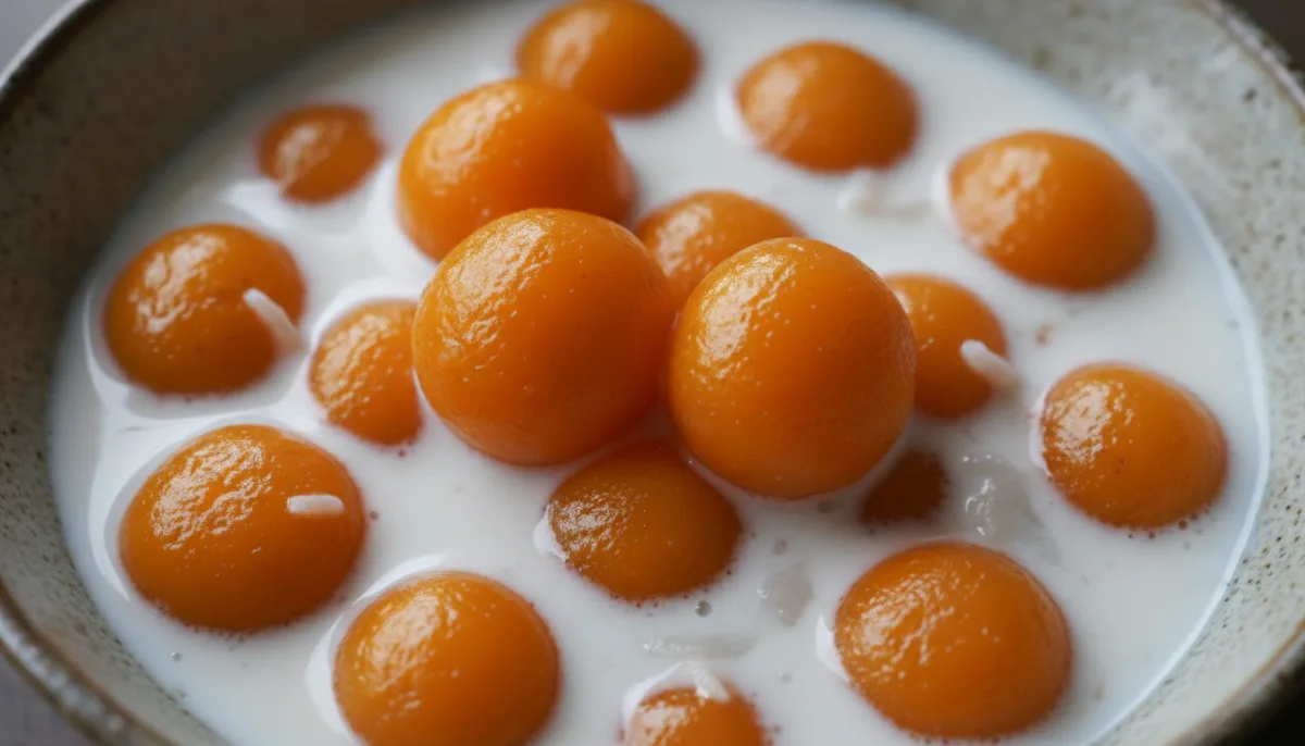 Bolas de Batata Tailandesas con Leche de Coco (Bua Loy Phueak)