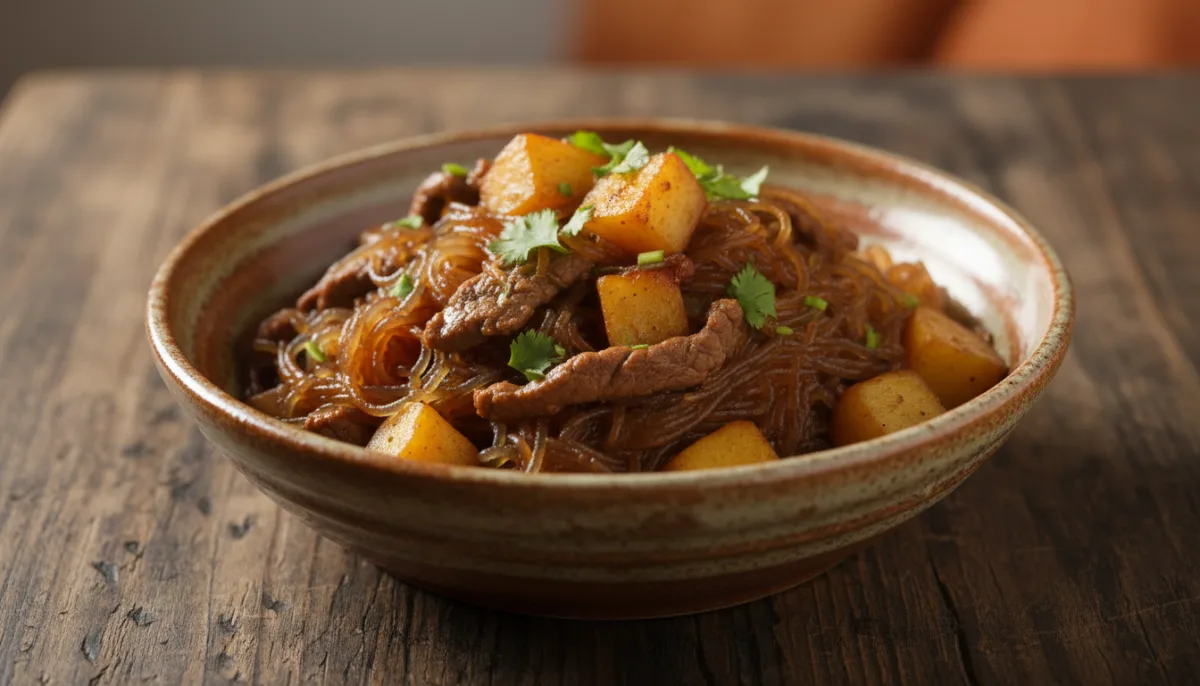 Tibetan Phing Sha: Glass Noodle and Potato Stir-fry with Beef