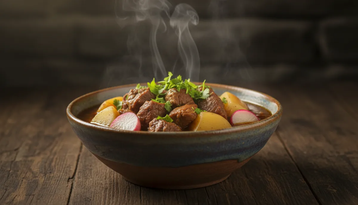 Tibetan Yak Meat Stew with Potatoes and Radishes (Sha Phaley)