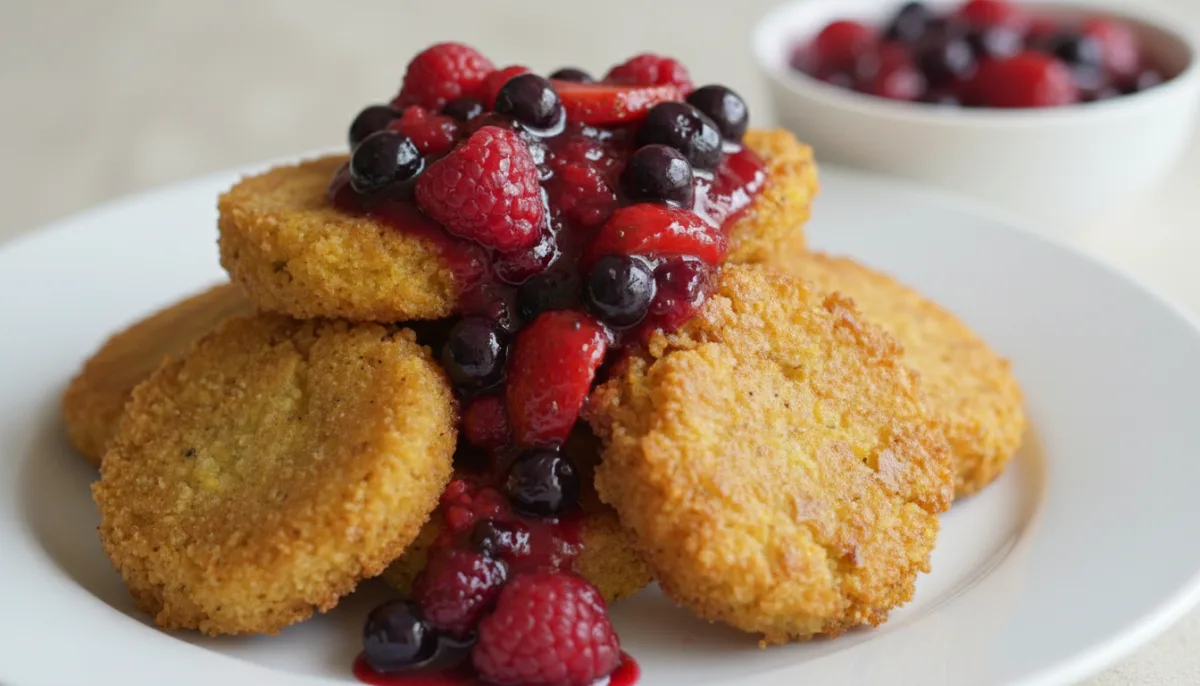 Togolese Akume (Cornmeal Fritters) with Fruit Compote