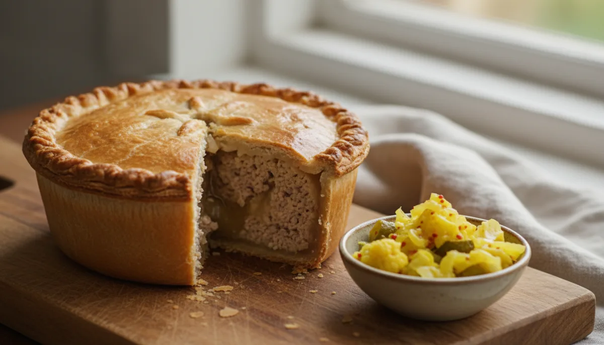 Classic English Pork Pie with Zesty Piccalilli