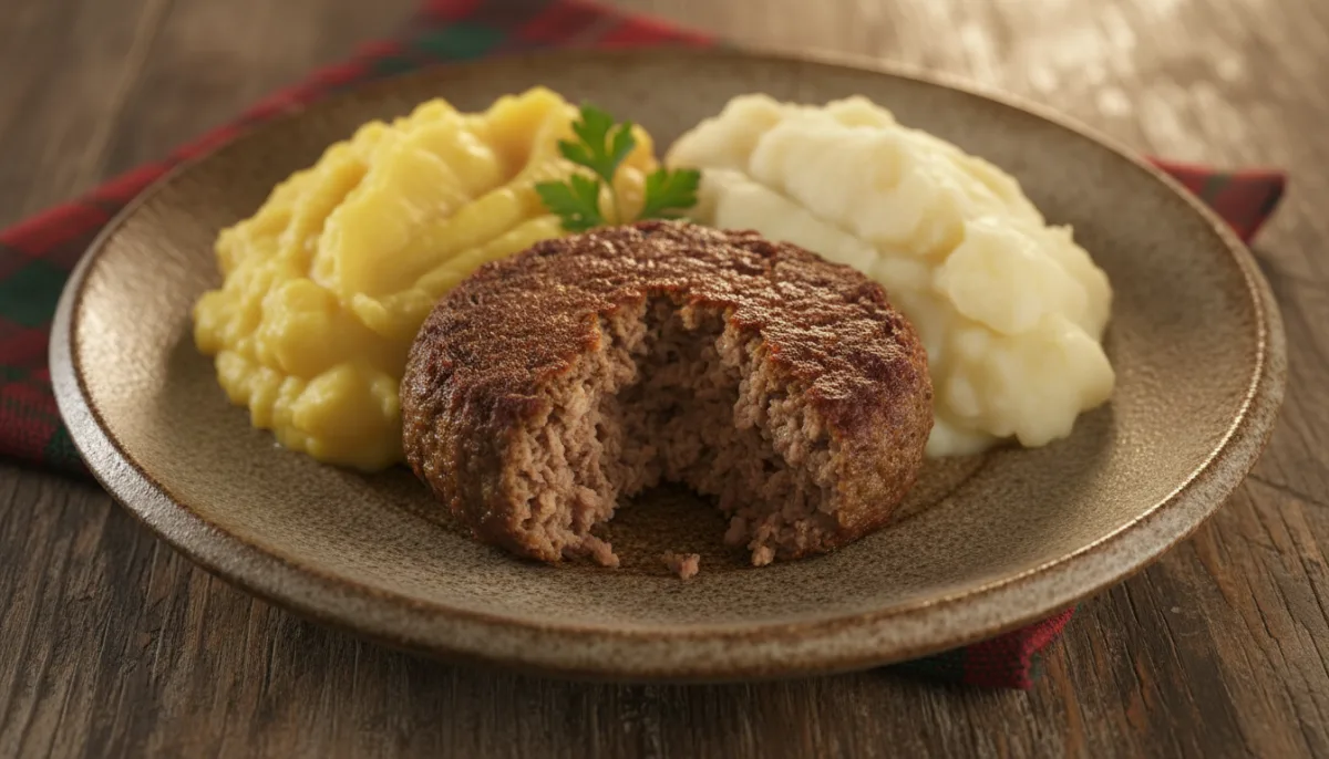 Traditional Scottish Haggis with Neeps and Tatties