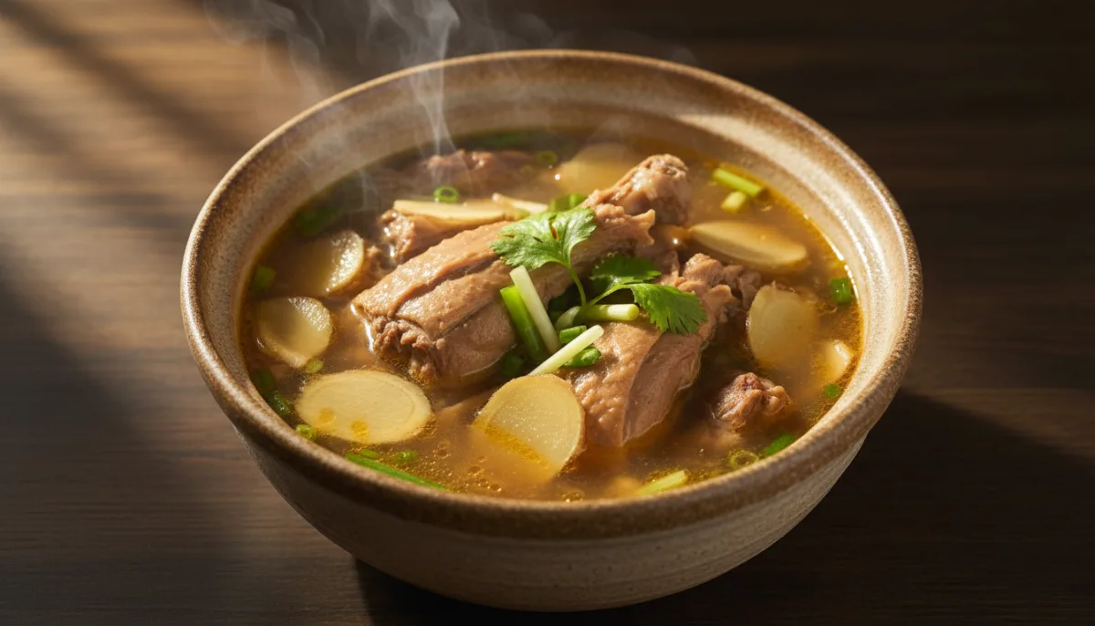 Zuppa Tradizionale Taiwanese di Anatra allo Zenzero (Jiang Mu Ya)