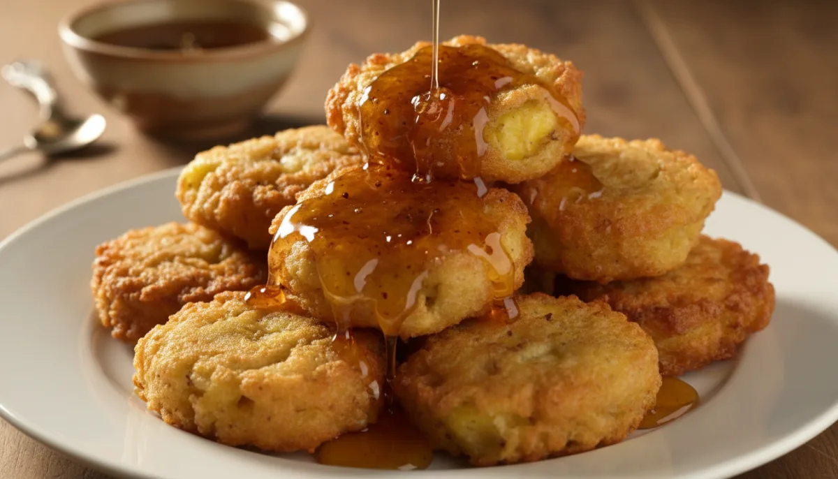 Trinidadian Accra Banana Fritters with Spiced Honey Drizzle