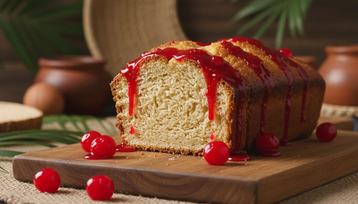 Trinidadian Coconut Sweet Bread with Glazed Cherries