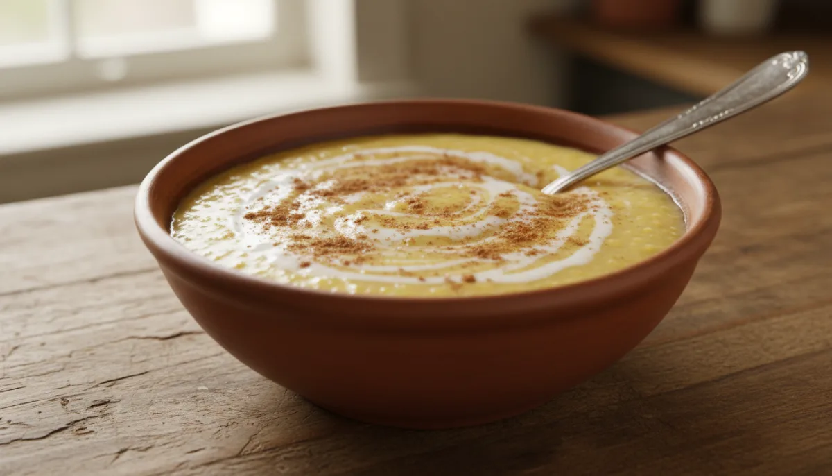 Trinidadian Cornmeal Porridge with Condensed Milk and Cinnamon