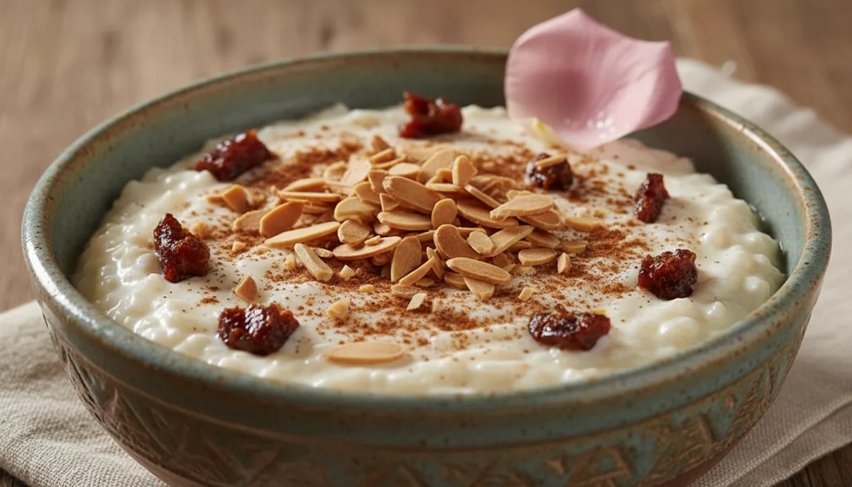Arroz con Leche de Dátiles y Agua de Rosas Tunecino