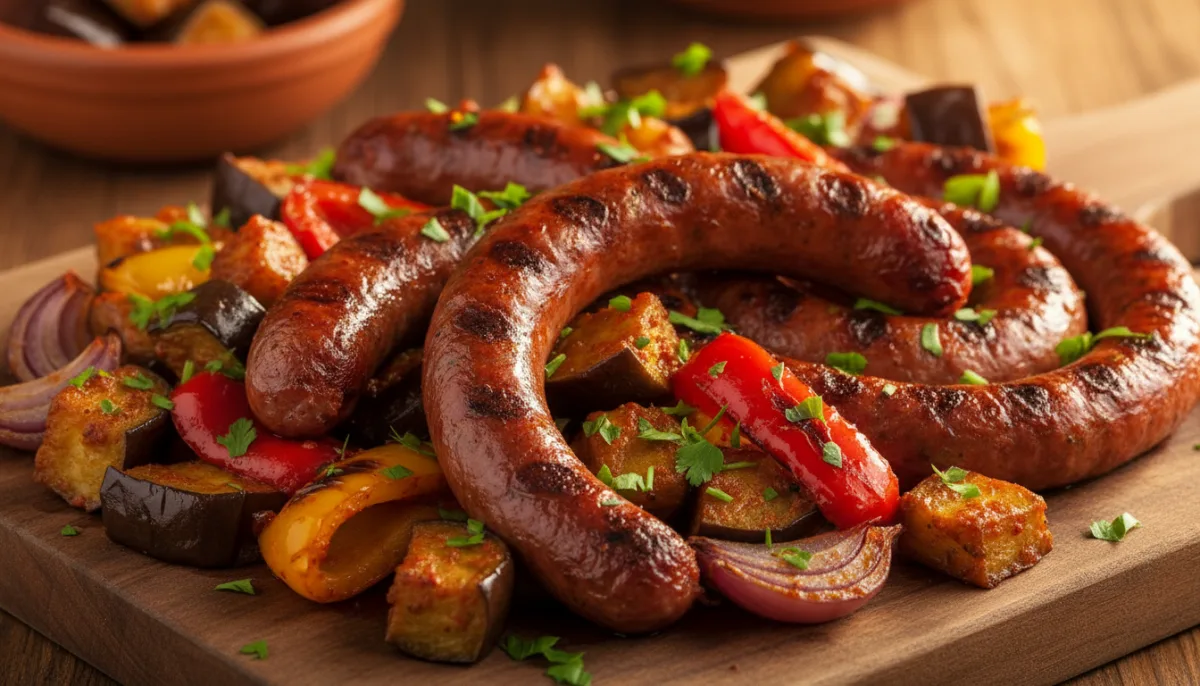 Sallam Merguez Tunizian i Pjekur me Perime Harissa
