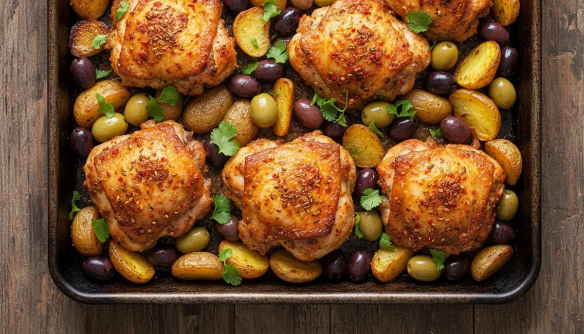 Pollo Tunisino Speziato all'Harissa con Olive e Patate