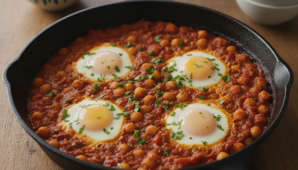Tunisian Spiced Chickpea and Egg Skillet