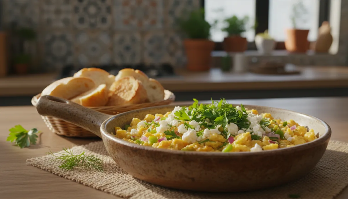 Menemen Peynirli: Omëletë Turke me Djathë dhe Erëza