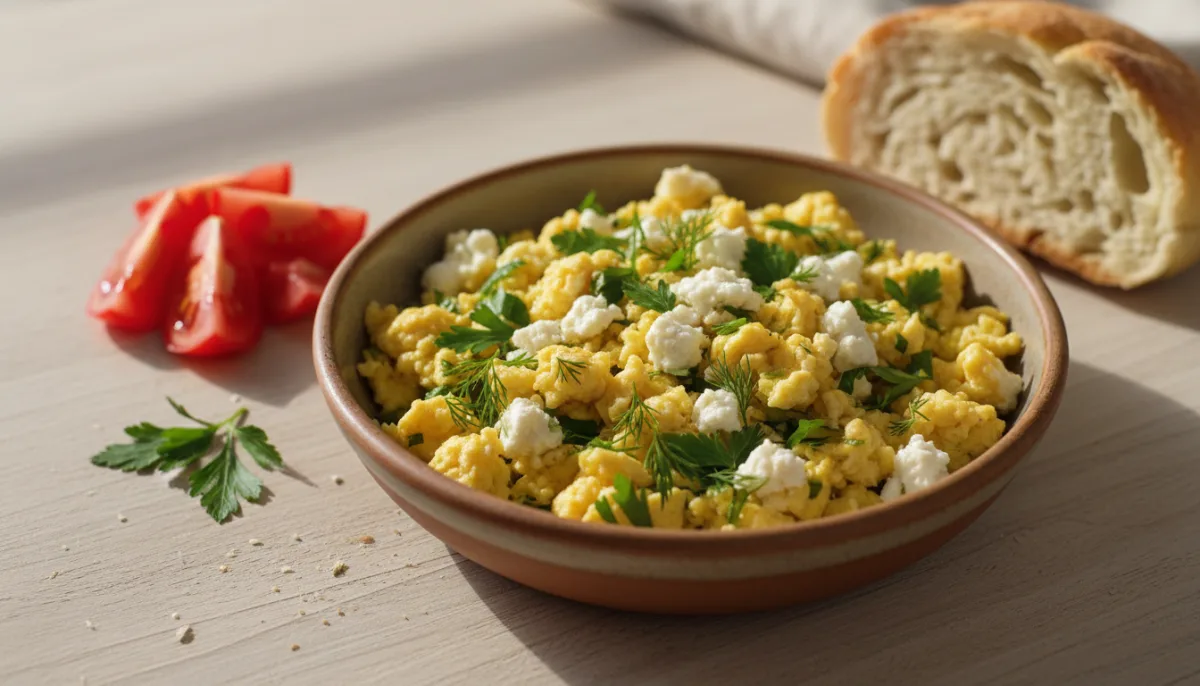 Uova Strapazzate alla Turca con Feta ed Erbe (Otlu Peynirli Yumurta)