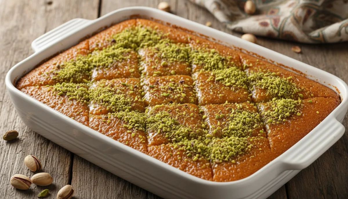 Pastel Turco de Sémola con Miel y Pistachos