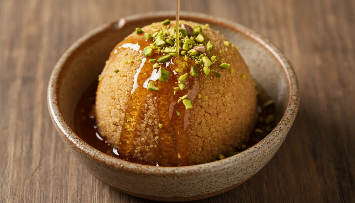 Turkish Honey-Semolina Halva with Pistachios