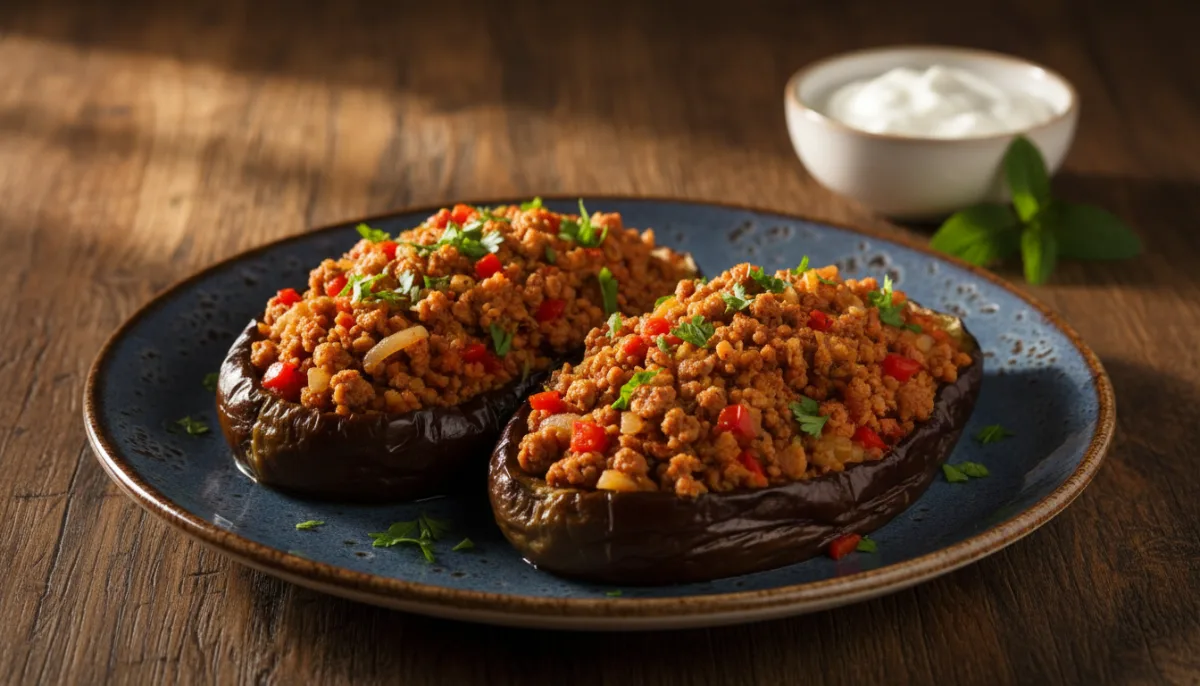 Hearty Turkish Stuffed Eggplant with Lamb (Karnıyarık)