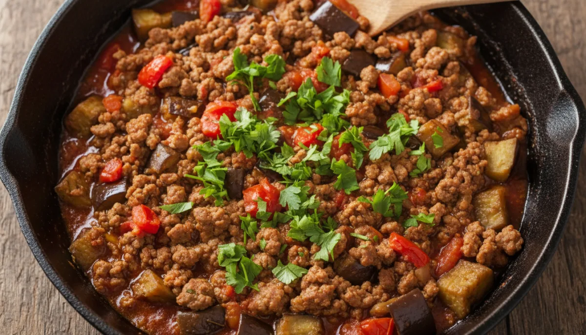 Poêlée Turque d'Agneau et d'Aubergines