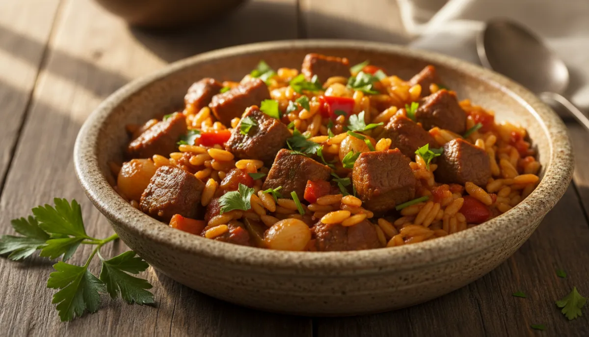 Hearty Turkish Lamb and Orzo Pilaf