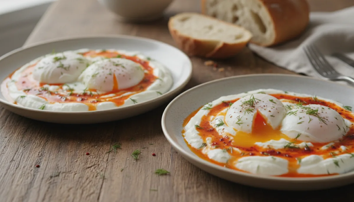 Turkish Poached Eggs with Garlicky Yogurt (Çılbır)