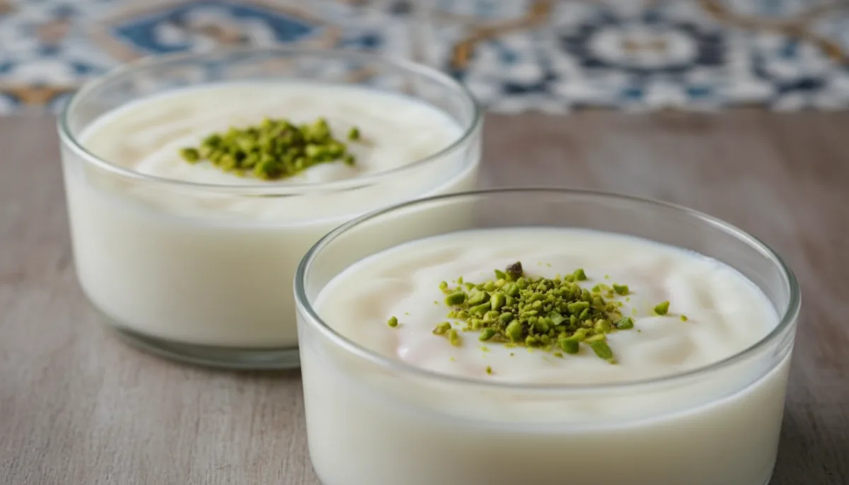 Muhallebi Turco de Agua de Rosas y Pistachos