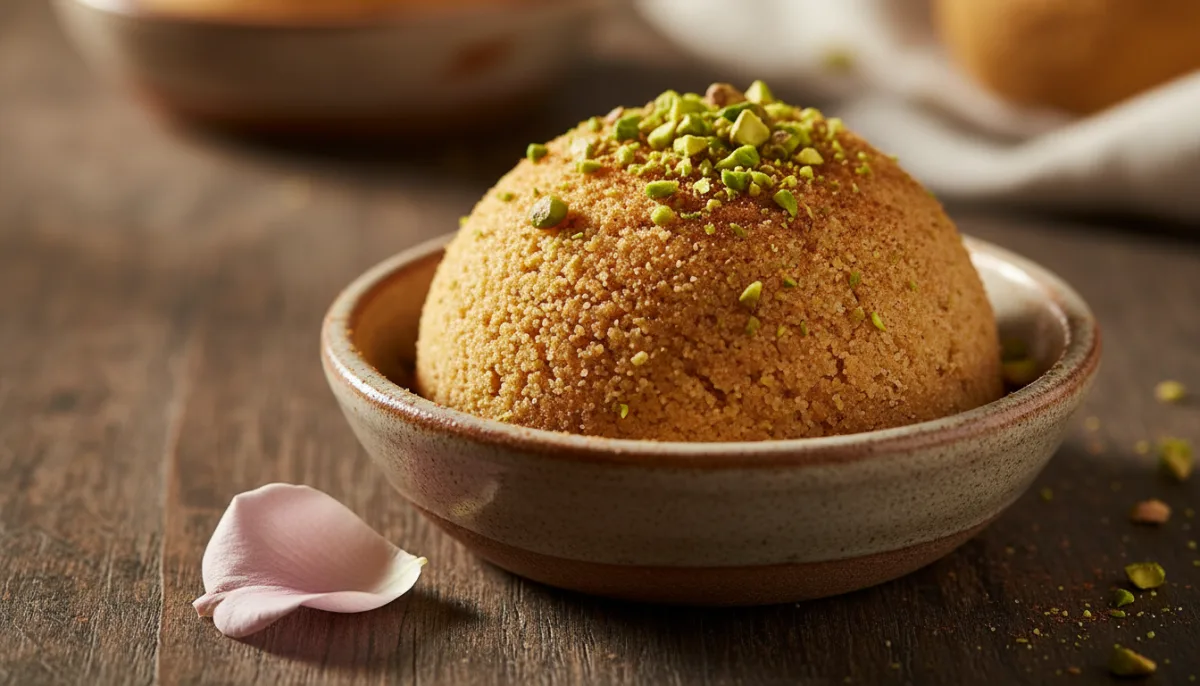 Halva Turca de Sémola con Agua de Rosas y Pistachos
