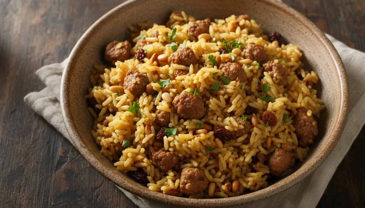 Turkish Spiced Lamb and Rice Pilaf