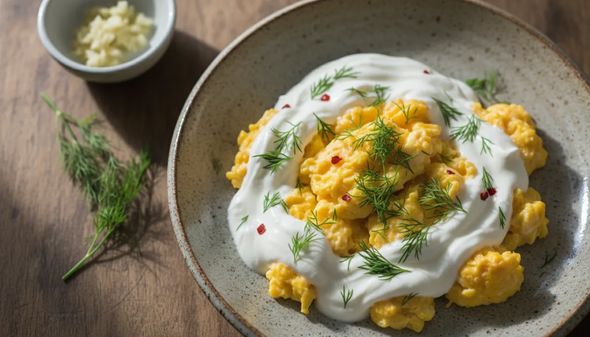 Turkish Yogurt and Dill Scramble (Çılbır Yumurta)