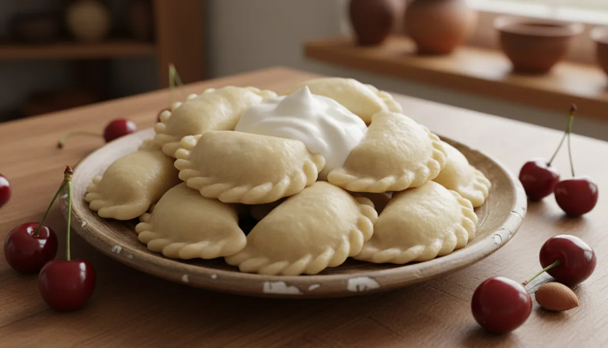 Vareniki Ucranianos de Cereza con Crema Dulce