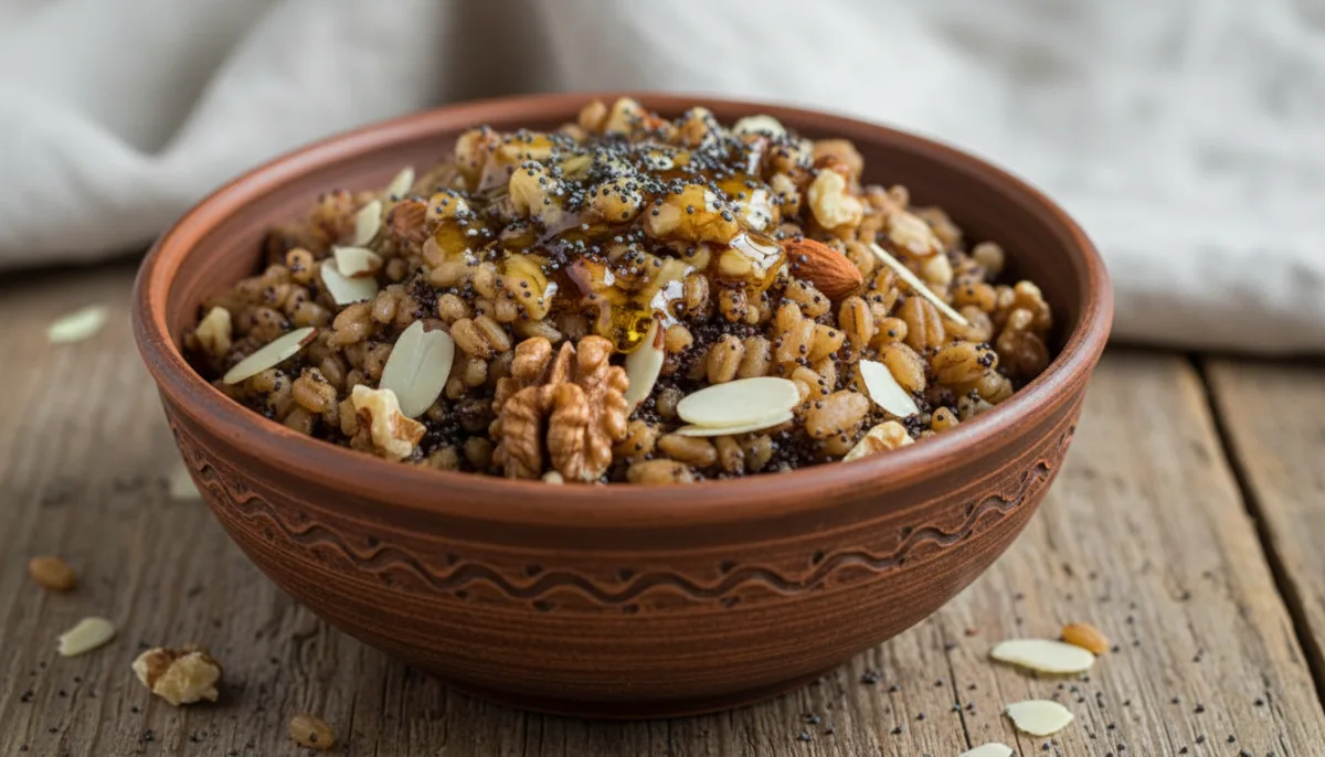 Ukrainian Kutia: Sweet Wheat Berry Pudding with Poppy Seeds & Nuts