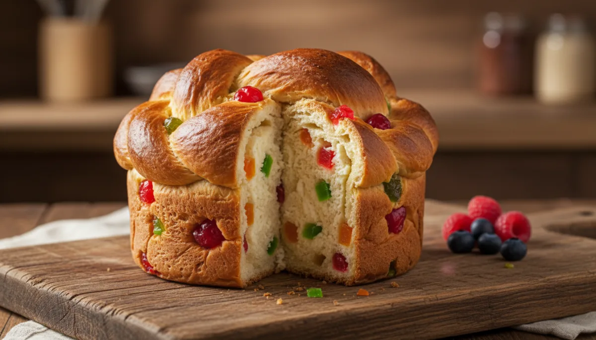 Paska Ucraniana Tradicional de Queso Dulce con Frutas Confitadas