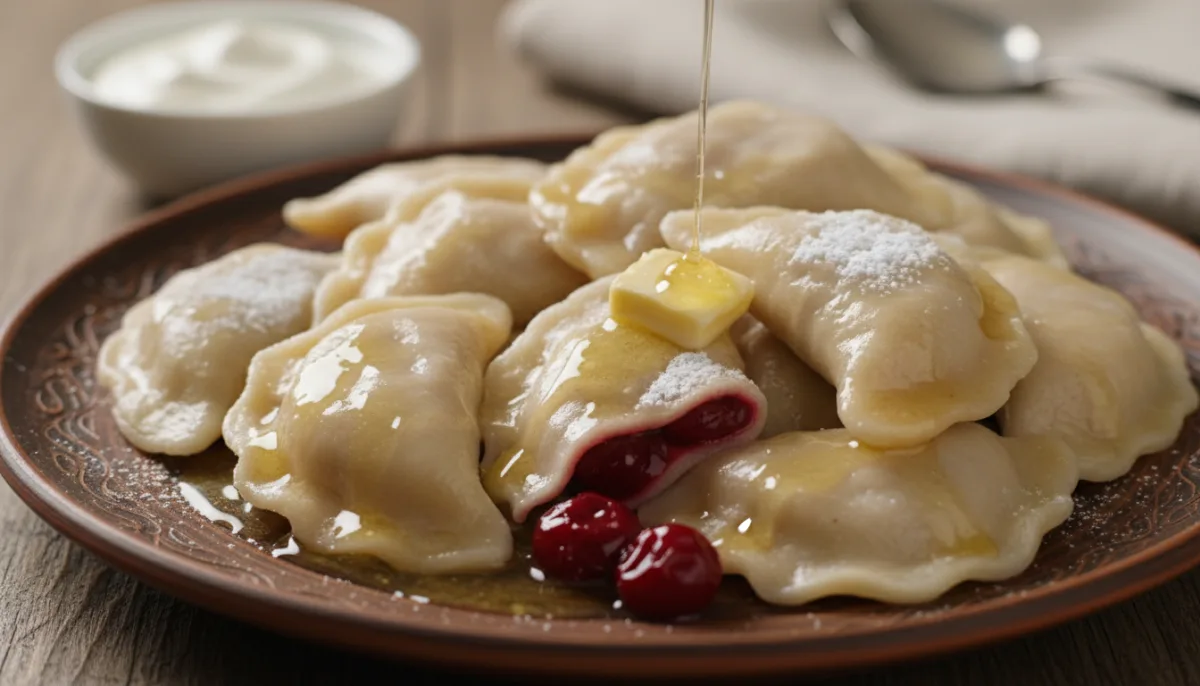 Sweet Cherry Varenyky with Melted Butter